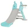 Image de HOMCOM Toboggan Enfant avec Panier de Basket-Ball Échelle d'escalade pour Enfant +18 Mois Usage intérieur et extérieur Charge Max 20KG dim. 147L x 82l x 85,5H cm Bleu et Gris