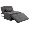 Image de HOMCOM 3 en 1 Fauteuil Convertible 1 Place Fauteuil lit chauffeuse Chaise Longue Pouf - Dossier inclinable 5 Niveaux Repose-Pied Rabattable - Charge 200 Kg, châssis métal et Tissu Lin (Gris)