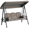 Image de Outsunny Balancelle de Jardin 3 Places Grand Confort Toit Inclinaison réglable Coussins Plateaux rétractables Polyester filé Beige
