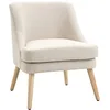 Image de HOMCOM Fauteuil Scandinave Confortable pour Salon et Chambre - Beige, Pieds en Bois Massif, Revêtement en Tissu Lin