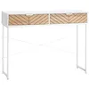 Image de HOMCOM Table Console Industriel 2 tiroirs Aspect Bois de chêne sculpté Motif à Chevrons piètement métal Blanc