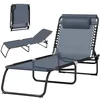 Image de Outsunny Bain de Soleil Pliable Dossier Multi-Positions Gris