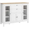 Image de HOMCOM Buffet Salon, 1 Placard Double Porte, 2 Tiroirs, 120x40x90cm, Blanc