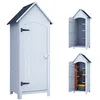 Image de Outsunny Abri de Jardin en Bois Toit Bitumé 77,5 x 54,2 x 179,5 cm Blanc