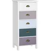 Image de HOMCOM Chiffonnier Commode 5 tiroirs 45L x 30l x 95,4H cm Multicolores