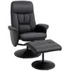 Image de HOMCOM Fauteuil Relax avec Repose-Pied de Relaxation Fauteuil Relaxant pivotant 360° et Dossier inclinable Fauteuil TV supportant jusqu'à 120 Kg revêtement synthétique métal (Noir)