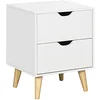 Image de HOMCOM Table de Chevet Table de Nuit 2 Tiroirs 40 x 35 x 50,5 cm Blanc