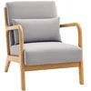 Image de HOMCOM Fauteuil de salon avec cadre en bois massif Fauteuil Lounge - Assise profonde - Accoudoirs - Velours dépoli Gris