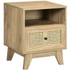 Image de HOMCOM Table de Chevet avec Tiroir Porte Cannage Niche 45 x 39 x 56,5 cm