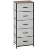 Image de HOMCOM Commode 5 tiroirs Meuble de Rangement 45 x 30 x 116 cm Gris