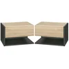 Image de HOMCOM Lot de 2 Tables de Chevet Suspendues Tiroir Coulissant Chêne Noir