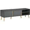 Image de HOMCOM Meuble TV Meuble TV pour jusqu'à 55" Design scandinave 2 portes 2 niches avec chaînes câblées 150 x 35 x 45 cm gris foncé