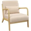 Image de HOMCOM Fauteuil de Salon avec Cadre en Bois Massif Fauteuil Lounge - Assise Profonde - accoudoirs - Aspect Velours Beige