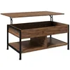 Image de HOMCOM Table Basse relevable Table de Salon - étagère inférieure, Coffre de Rangement - dim. 100L x 80l x 60H cm - Aspect Bois Rustique Noir