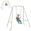 Image de Outsunny Balançoire portique pour Enfant 2 en 1, Ceinture de sécurité à 5 Points, balançoire pour Enfant intérieure/extérieure, Facile à Assembler et à Ranger, Vert
