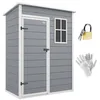 Image de Outsunny Abri de Jardin 1,14 m² cabane de Jardin pour Outils - Porte verrouillable, aération et fenêtre - dim. 151L x 92l x 193H cm - Plastique, Gris