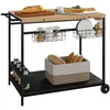 Image de Outsunny Desserte de Jardin Poignée 97,5L x 65l x 81H cm Naturel et Noir