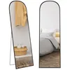 Image de HOMCOM Miroir sur Pied Miroir Mural Rectangulaire Arrondi 50x161,5 cm Noir