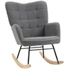 Image de HOMCOM Fauteuil à Bascule, Rocking Chair, revêtement Bouclette, Fauteuil Allaitement, Chaise à Bascule, Structure en Acier, Pieds en Bois Massif, Gris foncé