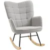 Image de HOMCOM Fauteuil à Bascule, Rocking Chair, revêtement Bouclette, Fauteuil Allaitement, Chaise à Bascule, Structure en Acier, Pieds en Bois Massif, Gris Clair