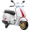 Image de AIYAPLAY Scooter électrique enfant Vespa 6 V moto électrique pour enfants 3-6 ans Musique MP3 Port USB radio FM Phare 2 roues d'entraînement Charge max. 35 kg - dim. 107L x 47l x 73H cm Blanc