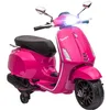 Image de AIYAPLAY Scooter électrique Vespa 6 V pour enfants 3-6 ans Dim. 107 L x 47 W x 73 cm Musique MP3 Port USB Radio FM Phare 2 roues d'entraînement Rose