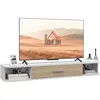Image de HOMCOM Meuble TV Mural Suspendu Banc TV Meuble pour télévision jusqu'à 50 Pouces avec 2 Compartiments Ouverts et Armoire à Porte Rabattable 120l x 26P x 16H cm Blanc