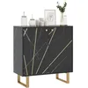 Image de HOMCOM Meuble de Rangement 76L x 35l x 77H cm Aspect Marbre Noir