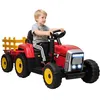 Image de HOMCOM Tracteur électrique avec remorque Amovible, Voiture électrique Enfants de 3 à 6 Ans avec télécommande MP3 Musique Affichage lumières et Ceinture de sécurité, 12V 3-6 km/h, Rouge