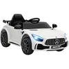 Image de AIYAPLAY Voiture électrique enfants sous licence Mercedes-Benz AMG GTR, 12V, télécommande 2,4G, max. 5 km/h, véhicule électrique enfant, phares, klaxon et MP3, blanc