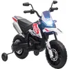 Image de AIYAPLAY Moto électrique pour enfants Licence Aprilia avec 2 moteurs de 12 V, vitesse maximale 6 km/h, roues d'entraînement, suspension à ressort, lumière LED, musique, USB