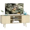 Image de HOMCOM Meuble TV 120 cm pour Téléviseur jusqu'à 55 Pouces Bois Naturel