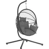 Image de Outsunny Fauteuil Suspendu, Fauteuil oeuf Suspendu, Chaise hamac balançoire - Panier Pliable, Coussin rembourré, Poche, Oreiller, Chaise Suspendue cocooning intérieur et extérieur, Gris