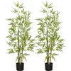 Image de HOMCOM Lot de 2 Plantes Artificielles Bambou Arbre Artificiel Hauteur 120cm