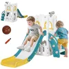 Image de AIYAPLAY Toboggan pour Enfants 5 en 1 avec Panier de Basket, Escalade, télescope, Panier de Rangement, Espace de Rangement, Toboggan intérieur pour Enfants de 1 à 3 Ans, 70x177x92cm, Blanc et Vert