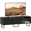 Image de HOMCOM Meuble TV Bois Jusqu'à 70 Pouces 2 Portes 140 x 39 x 47 cm Noir