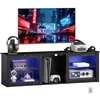 Image de HOMCOM Meuble TV LED RGB Jusqu'à 70 Pouces 5 Niches 160 x 35 x 52 cm Noir