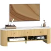 Image de HOMCOM Meuble TV 140 cm pour Téléviseur 32-65 Pouces Effet Bois Naturel