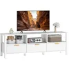 Image de HOMCOM Meuble TV 152 cm, Meuble télé pour téléviseur jusqu'à 65 Pouces avec 3 tiroirs cannelés et 3 étagères Ouvertes, Banc TV Moderne pour Salon, Chambre à Coucher, Blanc