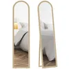 Image de HOMCOM Miroir de sol arqué pleine longueur 40 x 160 cm sur Pied, Beige