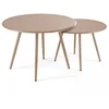 Image de Oviala Palavas - Lot de 2 Tables Basses Ronde en Acier Taupe