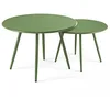 Image de Oviala Palavas - Lot de 2 Tables Basses Ronde en Acier Vert Cactus