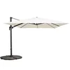 Image de Oviala Parasol déporté rotatif 3x3m et 4 dalles lestées aluminium blanc, Blanc
