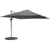 Image de Oviala Parasol déporté 3x3m et 4 dalles lestées effet bois gris, Gris, Large