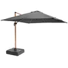 Image de Oviala Parasol déporté 3x3m et dalle à lester sur roues effet bois gris, Gris, Large