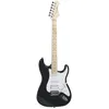 Image de Guitare électrique Woodbrass ST100 Noire - Guitare polyvalente idéale pour débuter - Corps forme ST Tilleul Américain Touche érable - Style rock, pop, funk, country, hard, metal