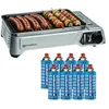 Image de KEMPER - Barbecue à gaz portable de 1900 W, grille anti-adhésive + 8 cartouches de gaz butane, petit barbecue à gaz idéal pour camping, terrasse, extérieur