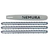 Image de Nemura Guide de 45 cm et Lot de 3 Chaînes de tronçonneuse - 72 Maillons Entraîneurs - Pas 325 - Jauge 0.58 (1,5mm) - Pièces Détachées de qualité professionnelle pour Outillage - Marque Française