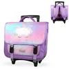 Image de BAGTROTTER Cartable à roulettes 38 cm Phileas Violet Licorne