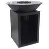 Image de Vente-unique-Barbecue plancha brasero à charbon et bois avec rangement L80 x l80 x H95 cm noir - IGNOS